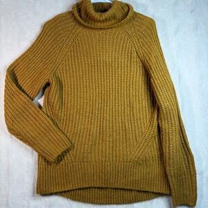 Old Navy Women's XS Mustard Yellow Knit Turtleneck Sweater Long Sleeve Warm